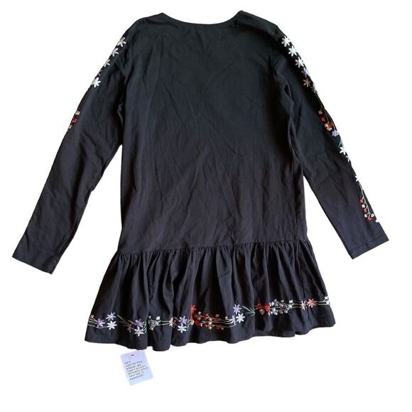 ASOS DESIGN long sleeve smock dress with pep hem with floral embroidery Size 2 - Picture 10 of 12